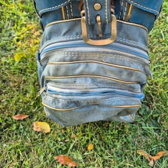 Vintage PGA 6-Way Leather/Fabric Golf Bag w/ Rain Cover - Picture 6 of 10